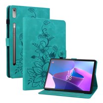 XYX for Lenovo Tab P11 Pro Gen 2 11.2 2022 ZAB50194GB ZAB50043SE Case, PU Leather Slim Folio with Multi-Angle Stand - Green Lily Flower