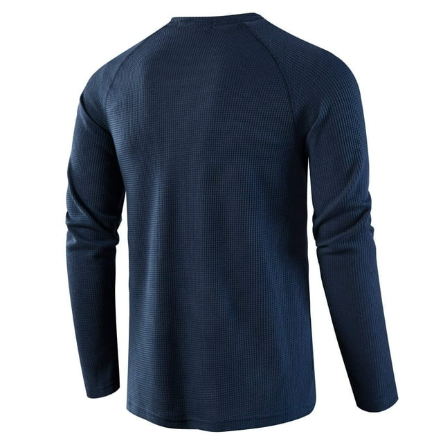 Heliisoer Hommes en Vrac Col Rond à Manches Longues T-shirt à Imprimé Uni