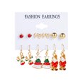 thumbnail image 1 of Juego de pendientes navideños de 6 piezas, pendientes creativos europeos y americanos con forma de árbol de Navidad de Papá Noel, 1 of 6