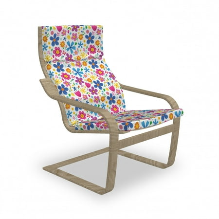 

Floral Armchair Pad and Slipcover Cartoon Design Funny Spring Thrill Pattern with Flower Petals Garden 1 Piece Soft Cushion Replacement with Removable Cover Multicolor by Ambesonne