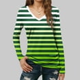 thumbnail image 7 of Womens Long Sleeve T Shirts Casual V Neck Striped Slim Fit Basic Tee Soft Comfy Pullover Tunic Tops (M, Green), 7 of 7