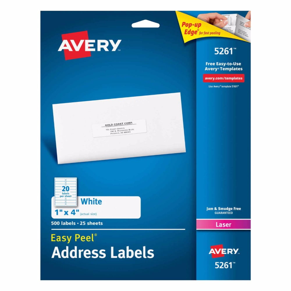 Avery 075636 Easy Peel Paper Rectangle Permanent SelfAdhesive Address