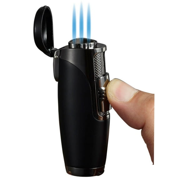 Visol Triad Triple Jet Flame Cigar Lighter - Black Matte - Ships Degassed