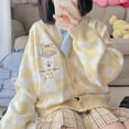 thumbnail image 2 of Kawaii Sweater Anime Plaid Cardigan Sweaters Cardigan for Women Cosplay Costume V Neck Long Sleeve, 2 of 4