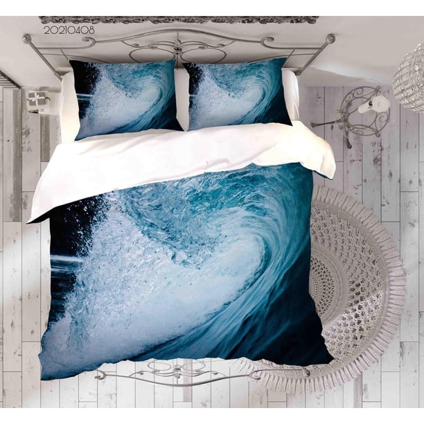 3D Sea Wave Paisaje Funda nórdica Set Ropa de cama Set Funda nórdica Fundas de almohada 93