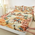 thumbnail image 3 of Homewish Western Cowboy 4 Pieces Queen Sheet Sets for Boys Girls,Botanical Cactus Ultra Soft Flat Sheet,Exotic Style Queen Fitted Sheet,Ultra Soft Home Decor, 3 of 7