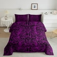 thumbnail image 2 of Purple Black Bowknot Comforter Set Antique Victorian Damask Down Comforter,Bowknot Bedding Set,Vintage Floral Gothic Duvet Insert Exotic Flowers Bohemian Baroque Decor, 2 of 7