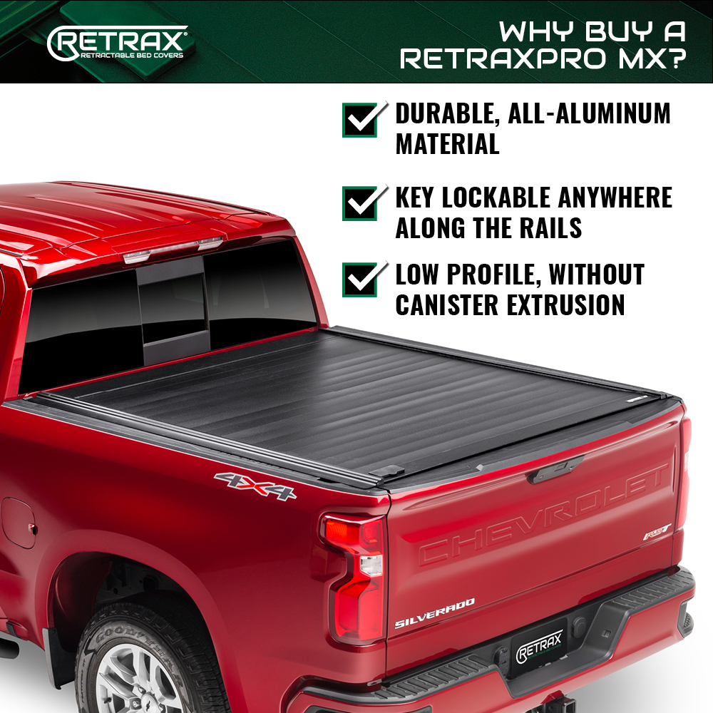 RetraxPRO MX Retractable Truck Bed Tonneau Cover | 80846 | Fits 2007 - 2021 Toyota Tundra Regular & Double Cab w/ Deck Rail System w/ stake pocket access 6' 7" Bed (78.7") - image 4 of 8