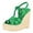 Green, variant on FSJ Women Casual Round Open Toe Espadrille Ankle Strap Platform Wedge Heels Sandals Woven Cutout Summer Dress Comfort Shoes Size 4 Brown