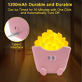 thumbnail image 4 of Night Light, Fries Silicone Squishy Night Lamp with Timer, Bedside Touch Lamp with 3 Level Brightness, Table Decor Nightlight Fun Gifts for Kids, Breastfeeding,Pink, 4 of 7