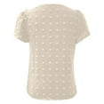 thumbnail image 6 of vigerkar Women's Summer Swiss Dot Chiffon Blouses V Neck Short Sleeve Tops Casual Loose T-Shirts Beige, M, 6 of 6