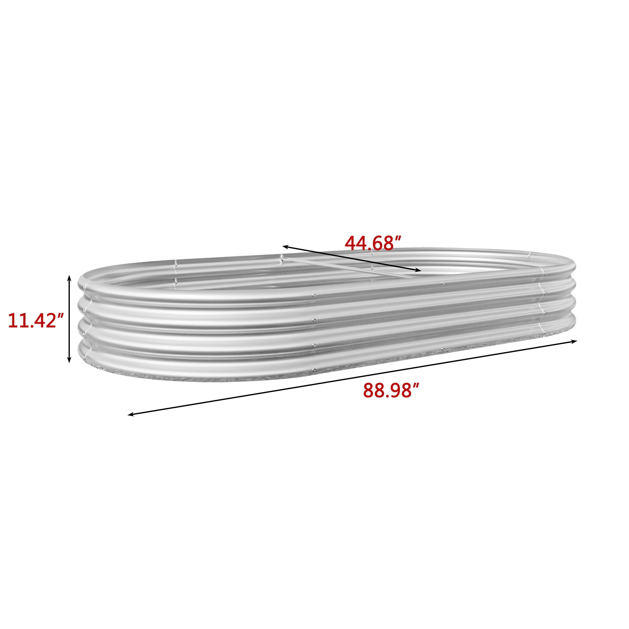 Yoneston Galvanized Raised Garden Beds 88.99" x 44.68" x 11.42" Large Oval Metal Garden Beds Galvanized Steel Planter Box for Vegetables Flowers Herbs Outdoor, Silver