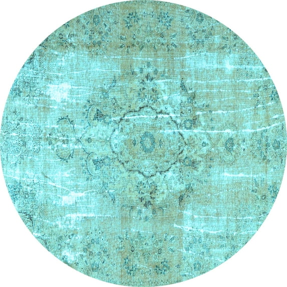 Ahgly Company Indoor Round Persian Light Blue Traditional Area Rugs, 8' Round