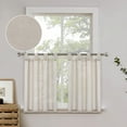 thumbnail image 1 of ZACOO Farmhouse Linen Natural Blend Cafe Curtains Light Filtering with Solid Button Curtain Tab Top Tailored 2 Panels, 27"W x 24"L, 1 of 7
