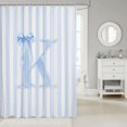 thumbnail image 2 of Manfei Geometric Lines Shower Curtain 72Wx78L,Blue Letter K Design Bath Curtain, 2 of 5