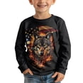 thumbnail image 3 of Psesaysky 2 Pack Wolf Girls Long Sleeve Shirts 13-14 Years Soft Crewneck Long-Sleeve Loose T-Shirts USA Flag Basic Tops Layering Tees, 3 of 6