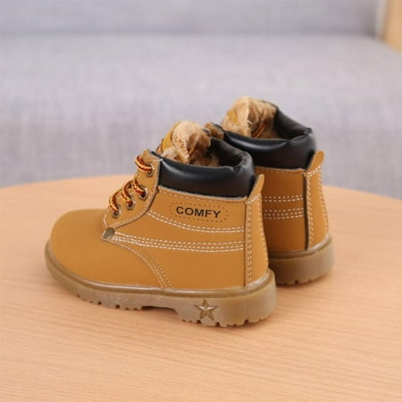 

Baby Boy Girl Martin Snow Boots Toddler Kids Winter Warm Lace Up Leather Casual Shoes Sneaker (Sole 13.5-18.3 cm)