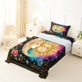 thumbnail image 5 of Homewish Boho Sun Moon Twin Sheets,Pink Purple Teal Gradient Galaxy Bedding,3 Pieces,1 Fitted Sheet and 1 Pillowcase, 5 of 6