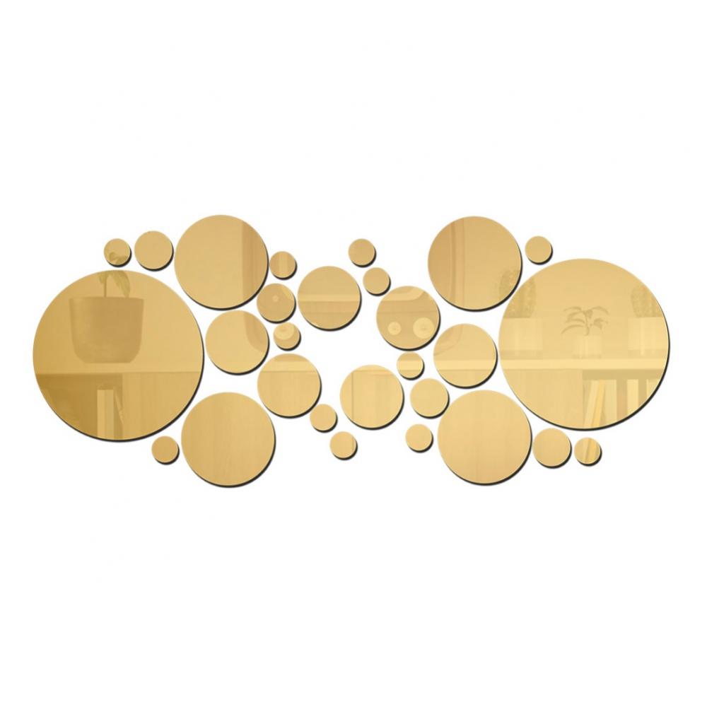33 Pcs Removable Round Mirror Wall Stickers Self Adhesive Acrylic