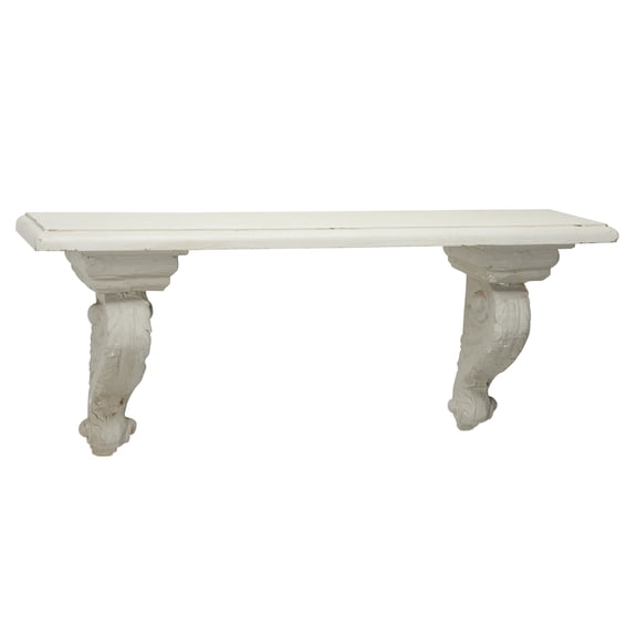 DecMode Indoor White Wood Farmhouse Wall Shelf
