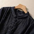 thumbnail image 4 of Button Down Shirts for Women Vintage Floral Embroidery Long Sleeve Button Up Breathable Cotton Linen Shirt Blouse Tops Black M, 4 of 8