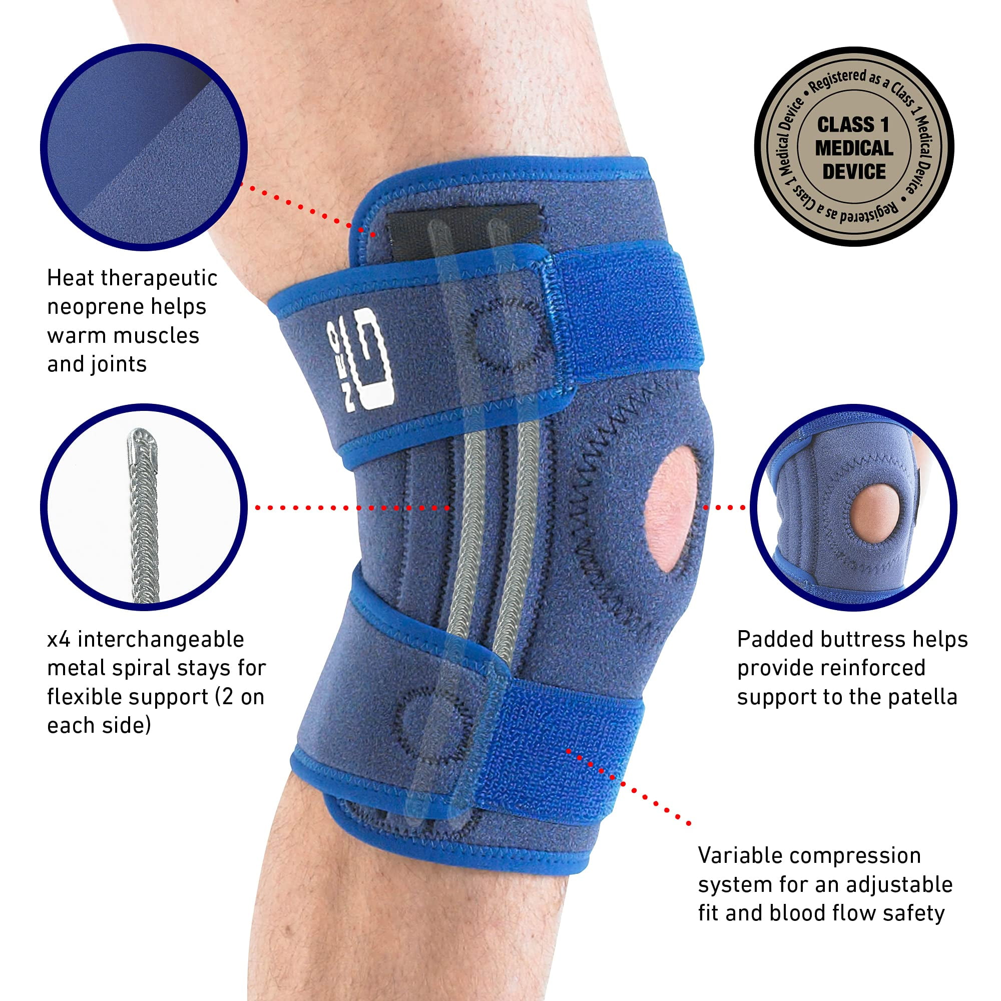 Neo G Stabilized Knee Brace for Women and Men Knee Support Open Patella for Joint Knee Pain Relief, Meniscus Tear, Arthritis, Sprains, Strains, Rehabilitation - Adjustable Compression - One size