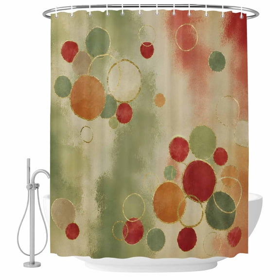 Small Stall Shower Curtain 36x72 Inch Narrow Half Size Bohemia Bath Curtains Bathroom Decor, Modern Minimalist Polka Dot Watercolor Waterproof Fabric Shower Curtain Set with Hooks 36 Inch