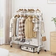 thumbnail image 3 of Seamika Garment Rack with Wheels Clothing Rack for Hanging Clothes,Multi-functional Bedroom Clothes Rack,White, 3 of 8