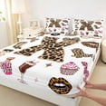 thumbnail image 3 of Feelyou Initial X Letter Bed Sheets, Fashion Girl White Brown King Sheets, 4pcs, 3 of 7
