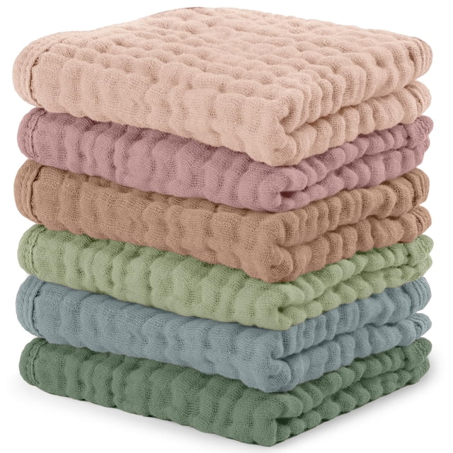Toallitas para bebé Comfy Cubs de muselina, 6 capas, 25 x 25 cm, paquete de 6