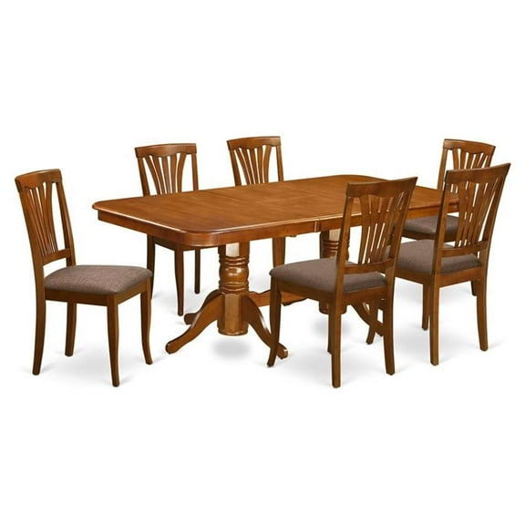 Atlin Designs 7-piece Wood Dining Table Set in Saddle Brown