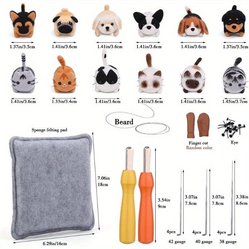 30pcs Doll Making Wool Needle Felting Starter Kit with Instruction, Felting Foam Mat Supply for Craft Animal, Home Decoration and Present, Ideal Gifts for Family and Friends Good Quality