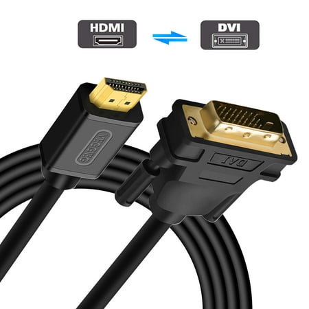 HDMI to DVI Cable, EEEkit 5 Feet HDMI to DVI Cord Gold Plated High Speed HDMI to DVI for HDTV, Apple TV, Smart TV, PS3/PS4, Xbox One X/One S/360, Wii