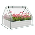 thumbnail image 2 of Outsunny Raised Garden Bed with Small Greenhouse, White and Silver, 2 of 9