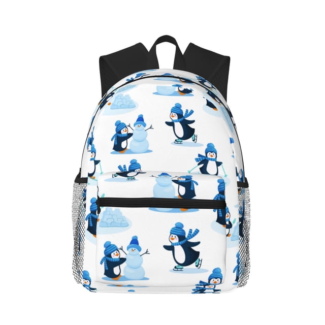 Disketp Penguin Winter Fun Mochila Ligera Clásica con Múltiples Bolsillos, Mochila Casual para Hombre y Mujer, Ideal para Escuela, Trabajo y Viajes