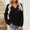 thumbnail image 5 of Womens Sweatshirt Sawvnm Women's Fashionable Casual Long-sleeved Pocket V-neck Capless Sweater Top Black XXL, 5 of 7
