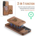 thumbnail image 4 of 2 in 1 Function Detachable Magnetic Phone Cases Compatible with Samsung Galaxy S25 Case with Card Holder Ring, Compatible with Magsafe Wallet, Slim Fit PU Leather Men RFID Blocking, Brown, 4 of 10