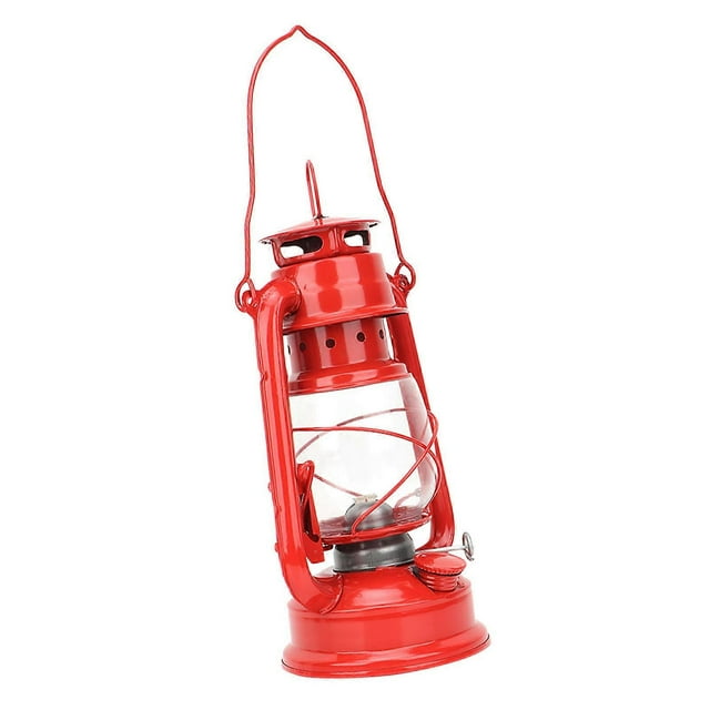Vintage Kerosene Lamp Iron Lantern Oil Lamp Party Pub Decoration Gift(Red)