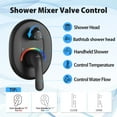 thumbnail image 3 of CASAINC 3-Spray Patterns Wall Mount Handheld Shower Head with Tub Faucet and 10 in. Shower Head 1.8 in Matte Black, 3 of 10