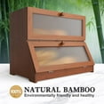 thumbnail image 3 of Bread Box for Kitchen Countertop: 2-Tier Bamboo Large Bread Storage Container,Brown, 3 of 12