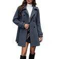 thumbnail image 2 of TGSLY Women's Wool Blend Coat Soft Notched Lapel Double Breasted Button Long Sleeve Jacket Casual Solid Color Mid-Length Belt Winter Outerwear M, 2 of 9