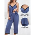 thumbnail image 3 of Women's Casual Modal Pajamas Sets Lace Trim Cami Tops Long Pants Sleepwear, 3 of 7