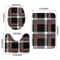Black Plaid 3Piece Set Of Flannel Bath Mats, Highly Absorbent Toilet