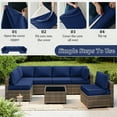 thumbnail image 6 of Snubbull 14 Piece 26" x 26" Patio Cushion Covers Replacement, Outdoor Patio Wicker Sofa Washable Cushion Slipcovers with Zipper, Blue, 6 of 8