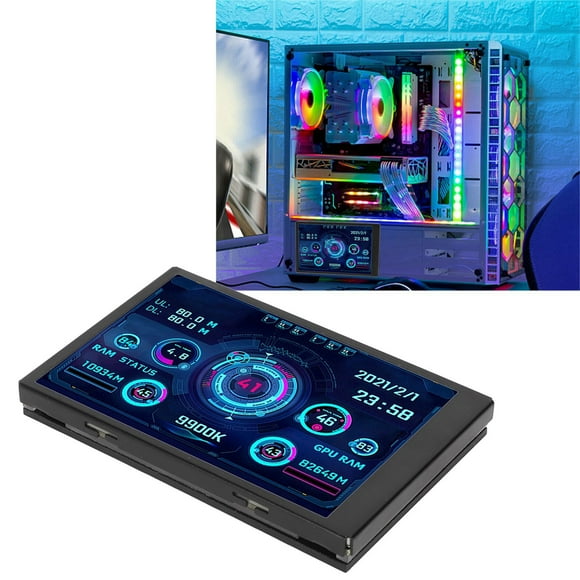 3.5" Computer Temp Monitor, PC Temperature Display Real Time Data Monitoring PC Sensor Panel Display IPS Full View Display for AIDA64 PC CPU RAM