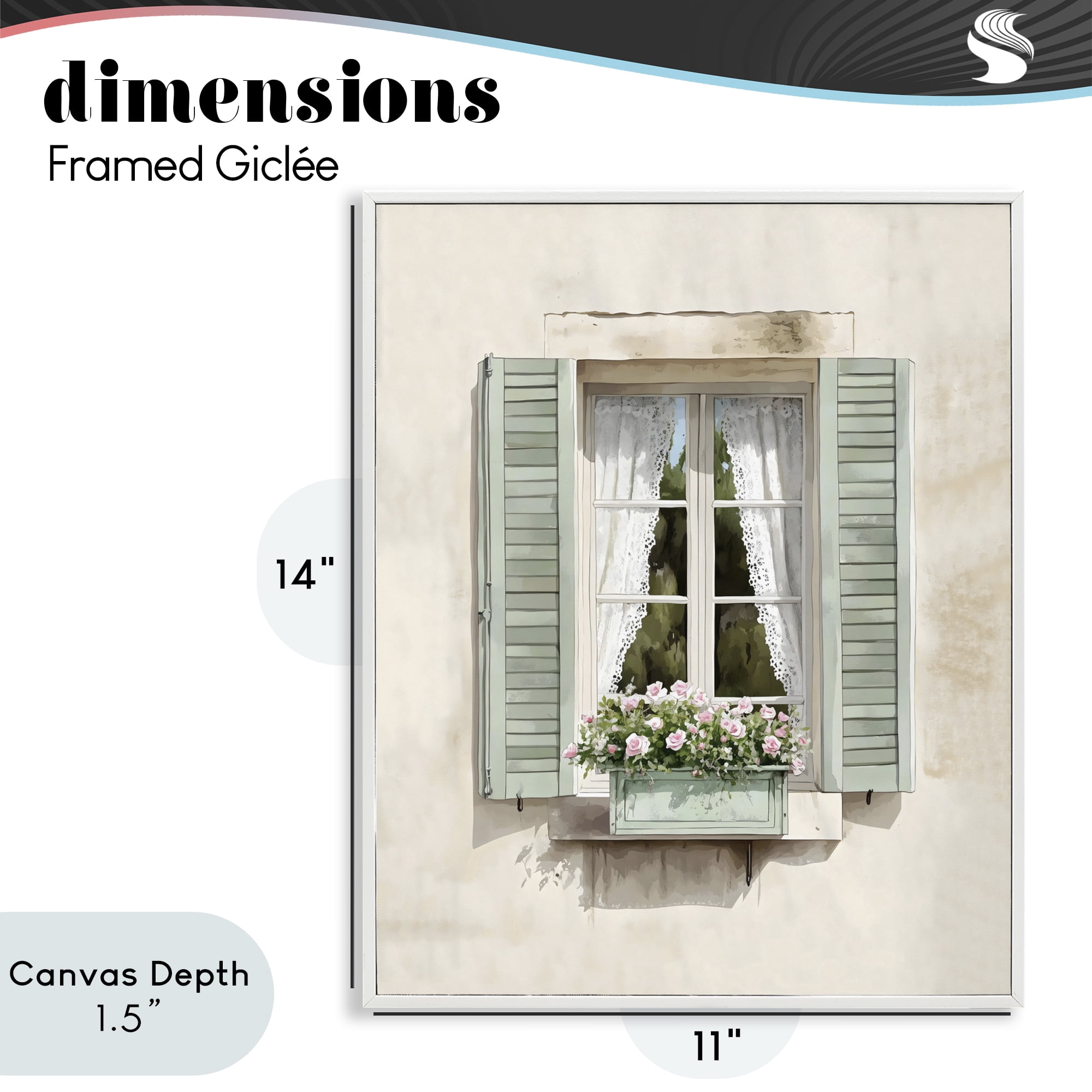 Stupell Industries French Cafe Window Curtains White Framed Giclee Art, design by LSR Design Studio