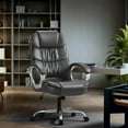 thumbnail image 2 of HYJY Office Chair High Back Computer Chair Desk Chair, PU Leather Adjustable Height Modern Executive Swivel Task Chair with Padded Armrests and Lumbar Support (Gray), 2 of 15