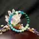 thumbnail image 5 of Ansiedad pulsera de cristal y las mujeres de malaquita natural de cuentas de piedra con cristal transparente y turquesa joyería de uso diario, 5 of 6