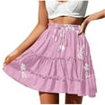thumbnail image 2 of Deals of The Day Clearance kttectoa Cute Leisure Ruffle Lace-up Beach Skirts Summer Skirts Floral Graphic Skirts Elastic Mid Waist Mini Skirt for Ladies Casual Club, 2 of 6