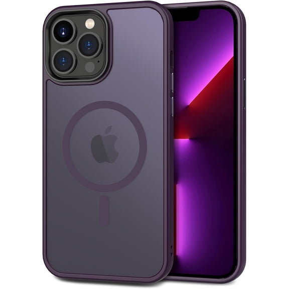 Case for iPhone 13 Pro 6.1 inch-Compatible with MagSafe &  Car Phone Mount,TPU Thin Phone Cases Cover Protective Shockproof Anti-Fingerprint(Dark Purple)